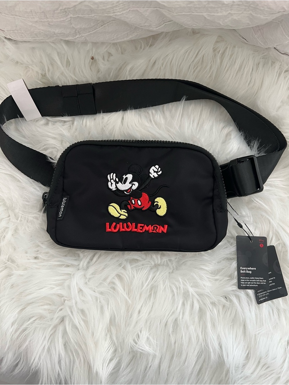 lululemon athletica Black Belt Bag with Embroidered Mickey